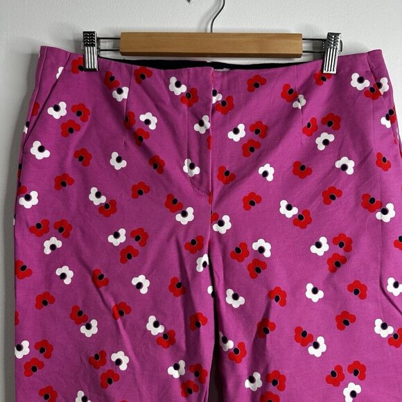 Boden Pink Red Floral Sorrento Ankle Skimmer Resort Pants 10P Ditzy Boho Preppy - Picture 5 of 13